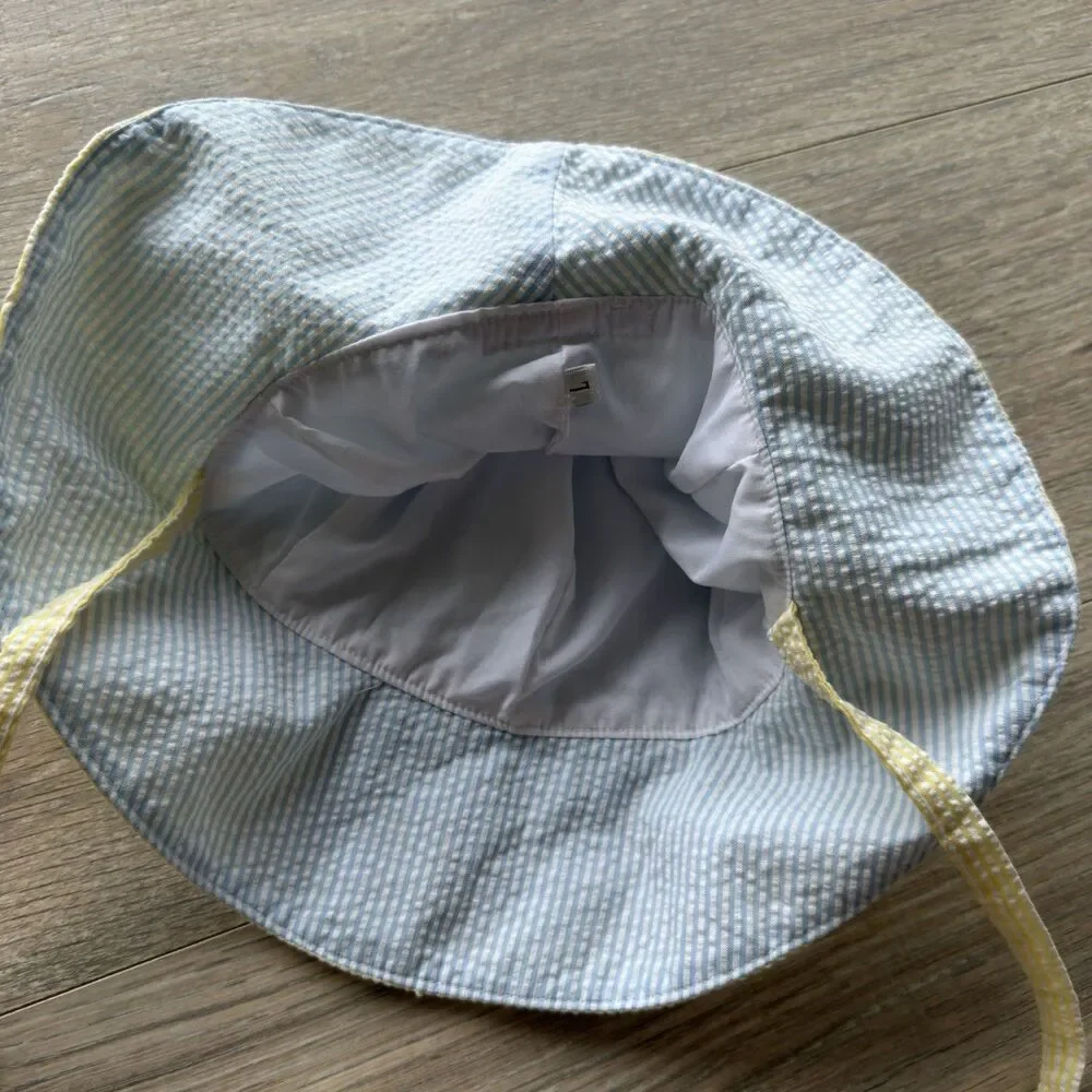 The Beaufort Bonnet Company Childs Blue & Yellow Seersucker Cissy Sun Hat TBBC
